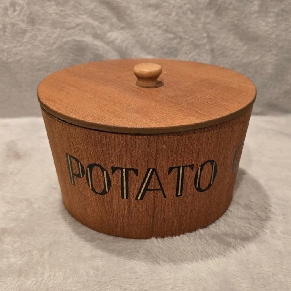Vintage Mid Century Nesting Snack Bowl Set 5pc Wood Grain‎ Potato Chips MCM